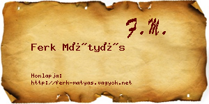 Ferk Mátyás névjegykártya